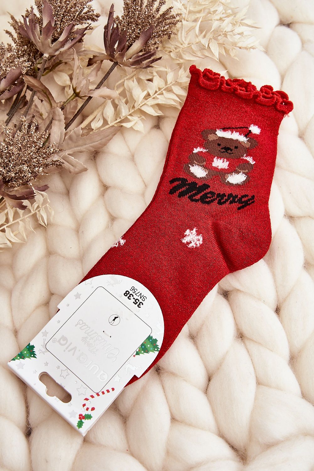 Luxury Christmas glitter socks for women, made with a premium cotton blend by Step in Style, ideal for festive occasions.