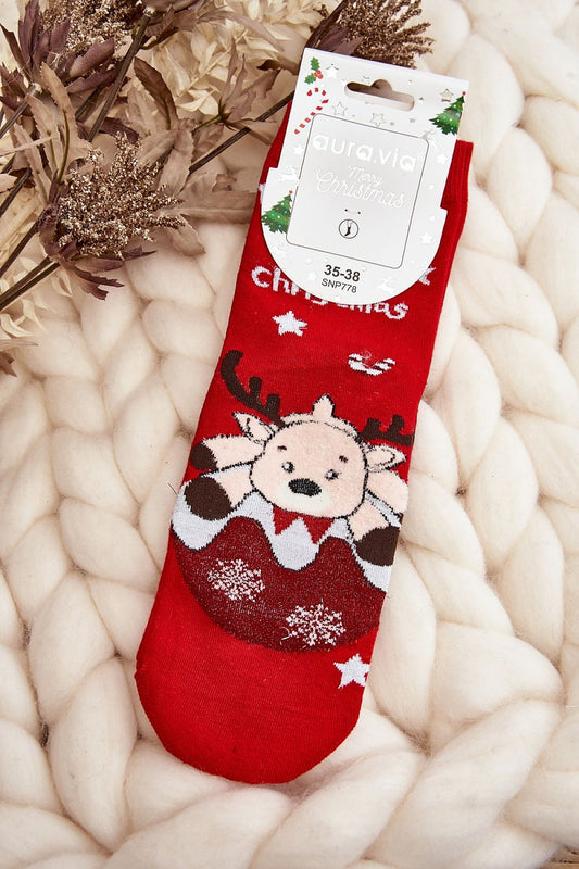 High-quality women's cotton socks with Christmas motifs by Step in Style, perfect as a luxurious winter present.