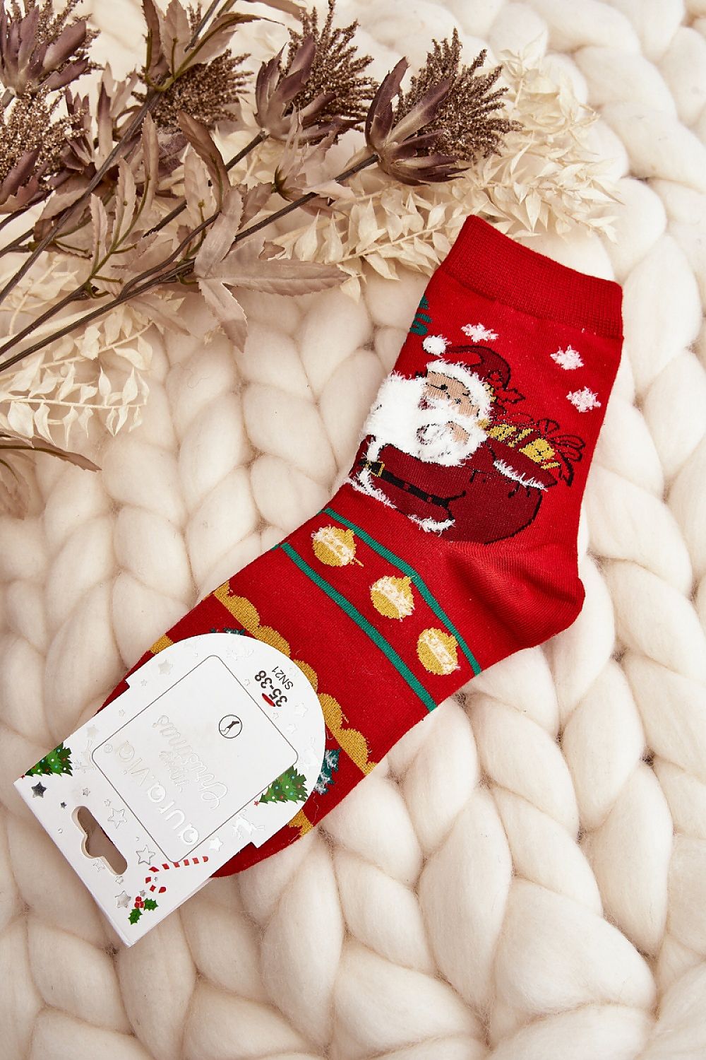 Elegant close-up of Step in Style Christmas women's ankle socks, showcasing the soft cotton blend ideal for comfort and holiday gifting.