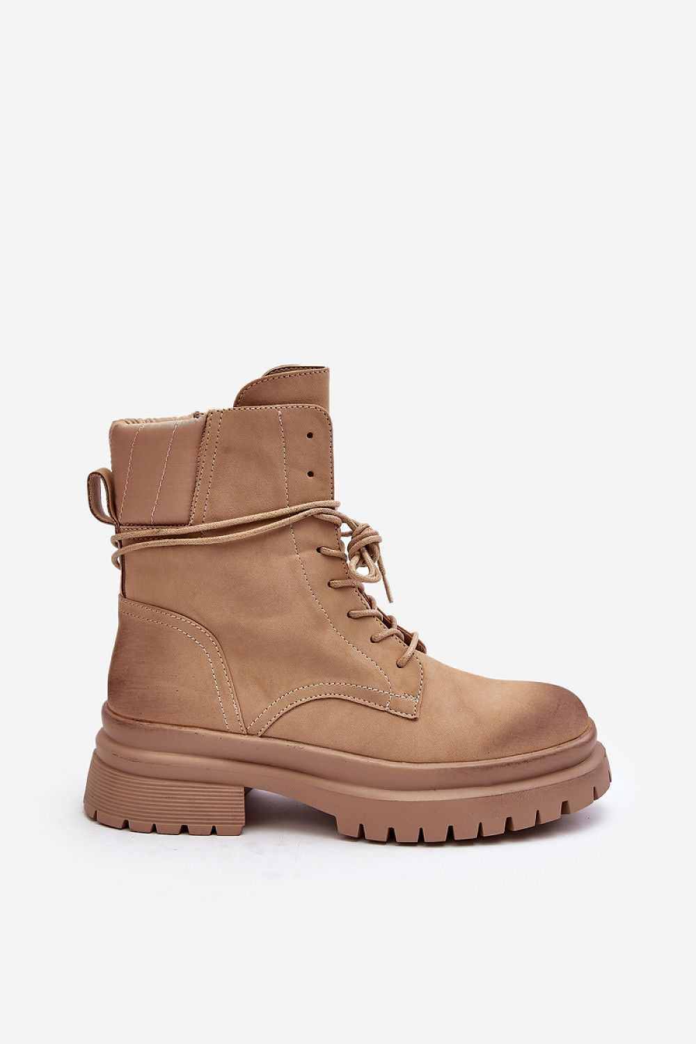 Side view of luxury women's eco leather trappers featuring a side zipper and elegant design by Step in Style.