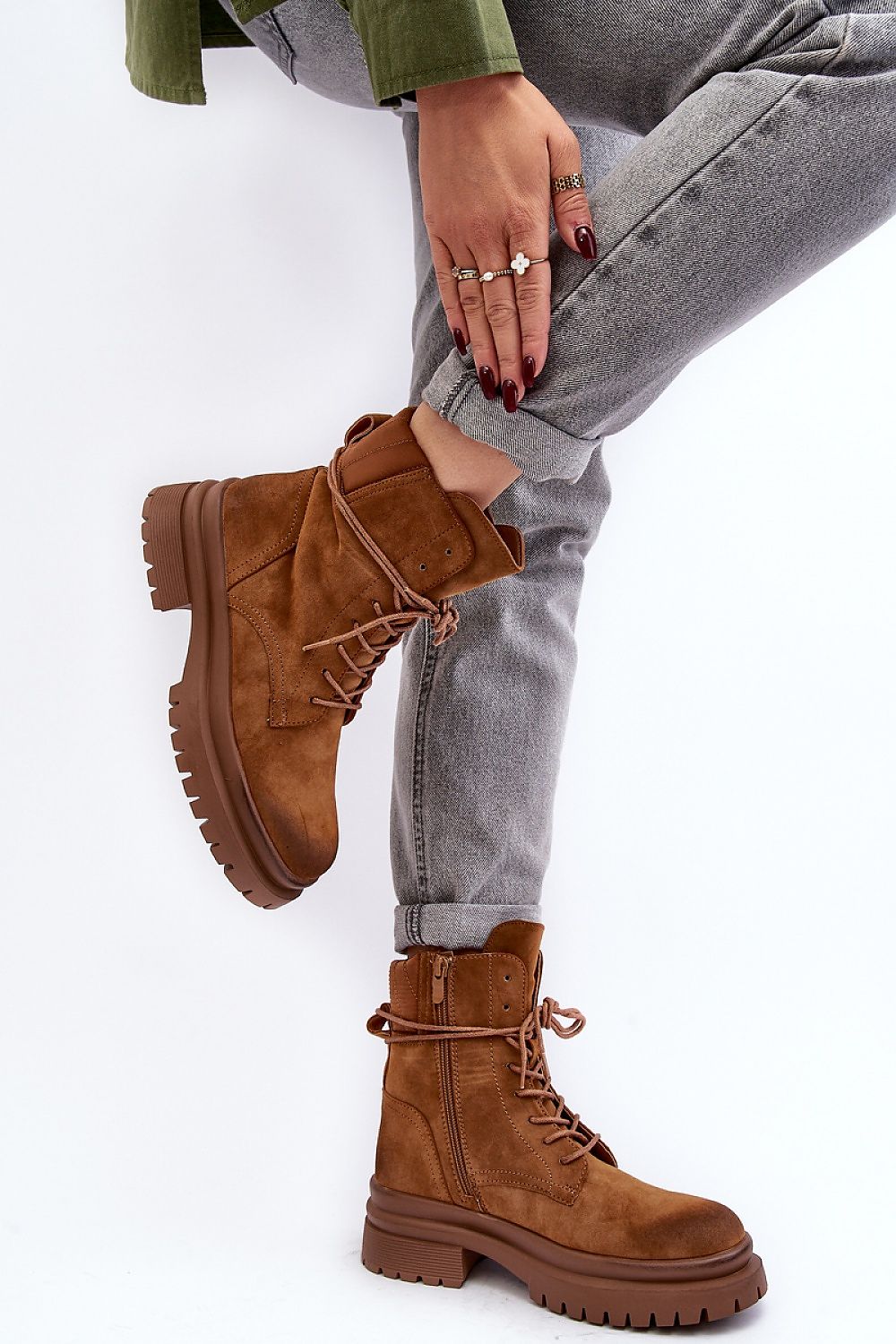 Stylish flat heel women's eco leather trappers with side zipper showcased by Step in Style.