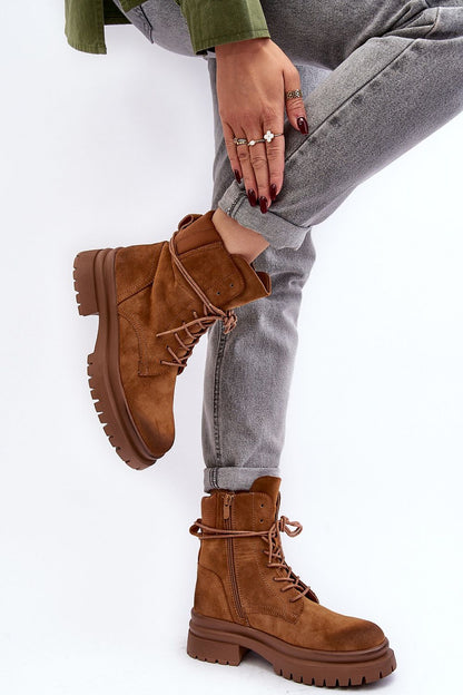 Stylish flat heel women's eco leather trappers with side zipper showcased by Step in Style.