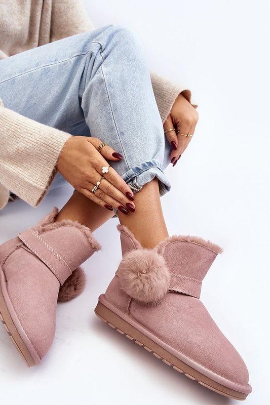 Luxurious women's suede snow boots featuring an insulated fur lining, designed by Step in Style, with a stylish cutout upper and a durable rubber platform for comfort and warmth.