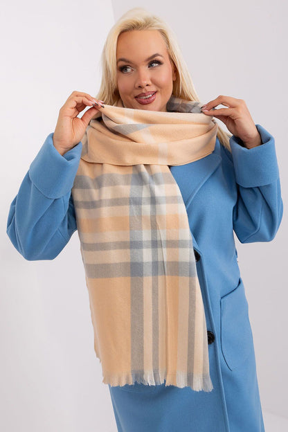 Stylish long plaid scarf by AT, 190 cm of luxurious 100% polyester, a must-have winter accessory.