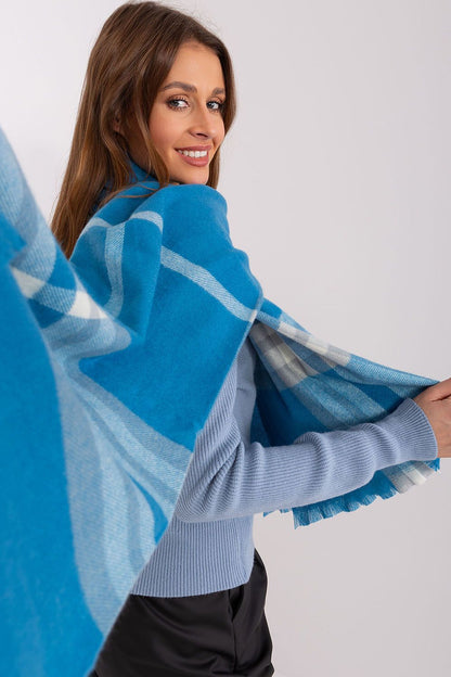 Stylish AT plaid scarf in vivid colours, made of durable polyester, perfect for wrapping or draping during winter.