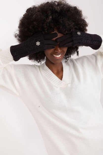 Luxury Women's Insulated Gloves by AT featuring Touchscreen Compatibility and an elegant Embroidered Flower Design, perfect for stylish winter wear.