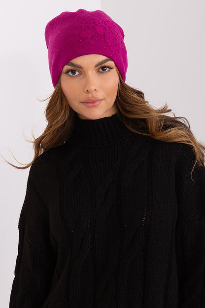 Luxury cashmere blend women's beanie hat by AT featuring decorative rhinestones, perfect for keeping warm in winter.
