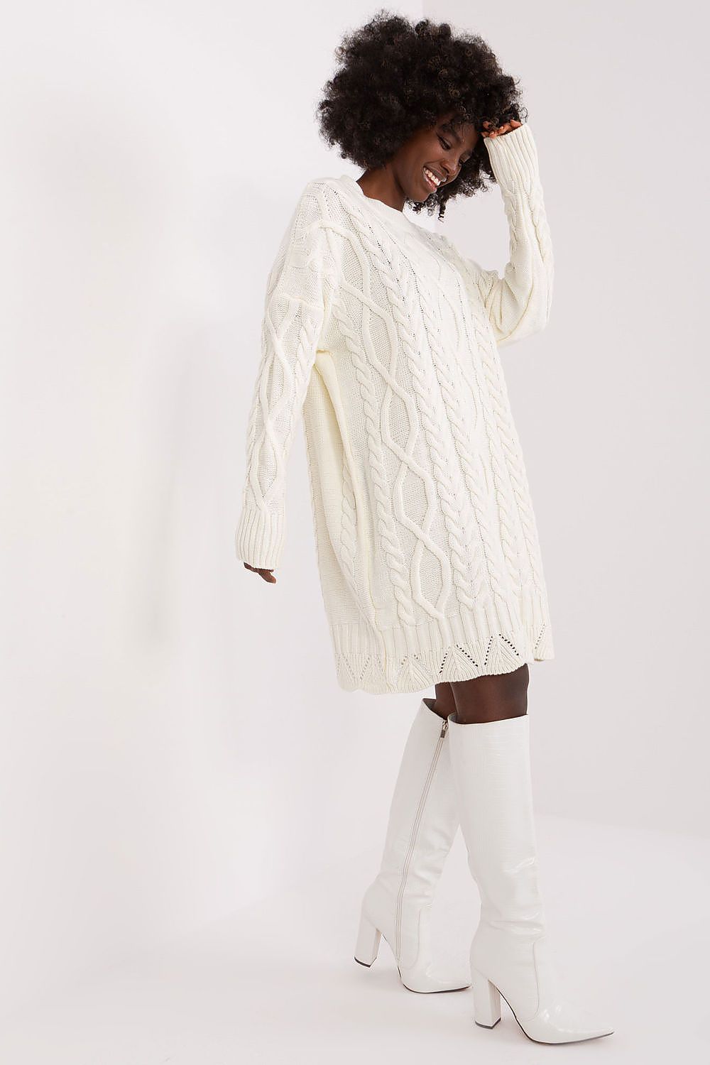 Elegant midi daydress by Rue Paris featuring unique textured fabric and long sleeves, perfect for casual occasions.