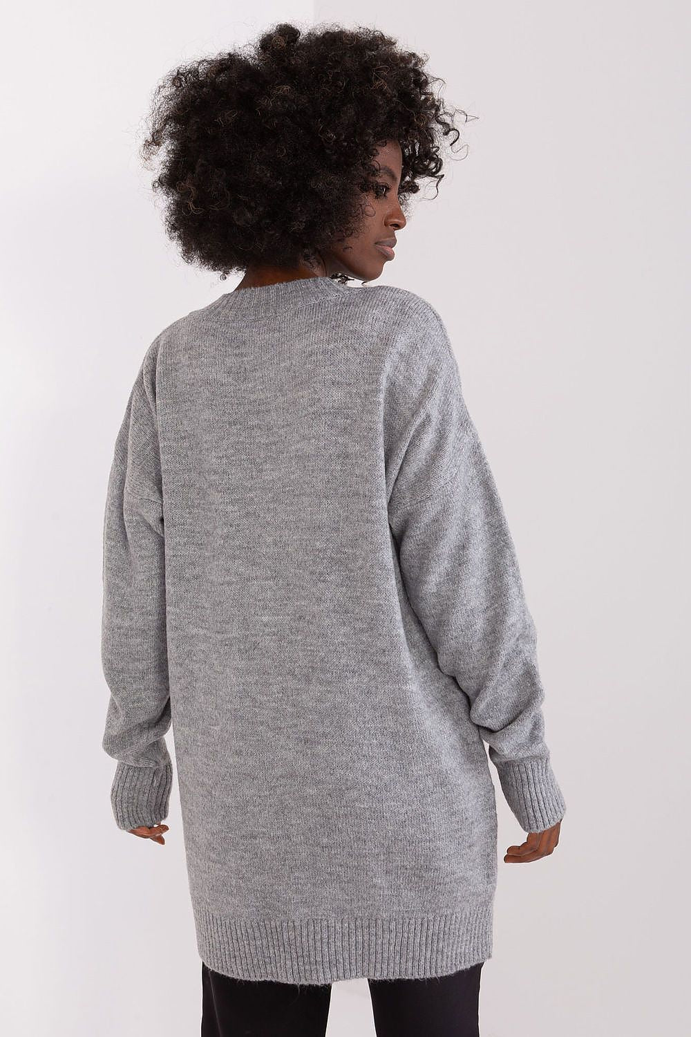 Elegant women's acrylic blend sweater by Badu featuring a heart neckline, showcasing a timeless design with modern style appeal.