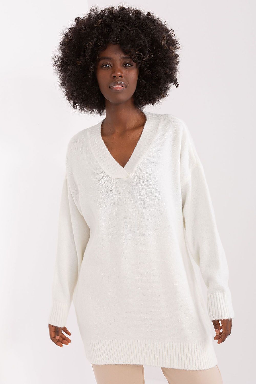 Elegant Women's Acrylic Blend Sweater with Heart Neckline by Badu, showcasing a refined minimalist design in a soft texture.