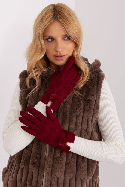 Chic insulated gloves for women by AT, with a fashionable geometric design and elegant touchscreen finger functionality.