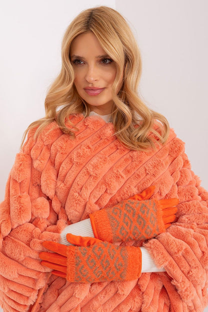 Sophisticated women's insulated gloves by AT with embroidered floral accents, perfect for cold weather and smartphone use.