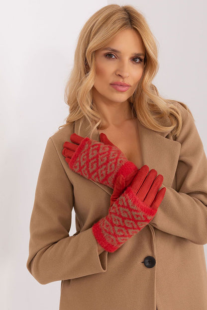 Luxury women's insulated gloves by AT featuring a touchscreen-compatible design and an elegant embroidered flower detail.