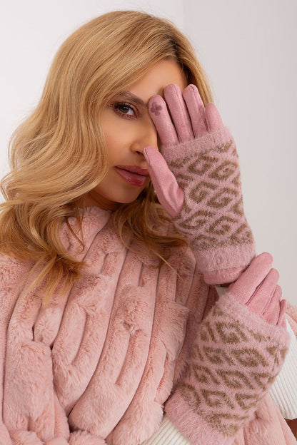 AT Women's insulated gloves with unique embroidered flower, crafted for luxury and functionality with phone compatibility.