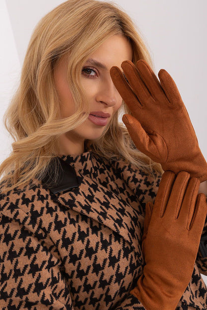Luxury women's gloves from AT designed for warmth and elegance, with a charming embroidered flower on the index finger for touch-enabled devices.