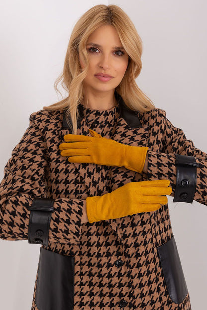 Stylish and functional insulated gloves for women by AT, featuring artistic embroidery on the index finger and suitable for touchscreen operation.