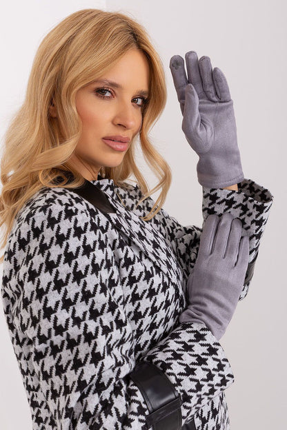 Elegant women's insulated gloves by AT, featuring embroidered flower detail for touchscreen compatibility.