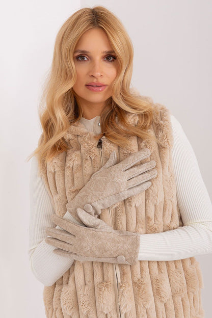 Elegant women's gloves by AT in a combination of cotton, spandex, and polyester, demonstrating superior insulation and contemporary geometric aesthetics.