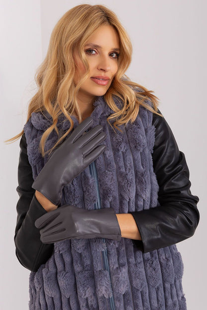 Close-up view of AT's luxurious women's gloves showcasing the high-quality fabric blend of polyurethane, polyester, and spandex.