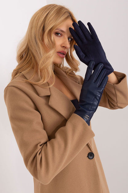 AT's elegant women's gloves with touchscreen capability, highlighting a delicate embroidered flower and a blend of premium fabrics for exceptional comfort.