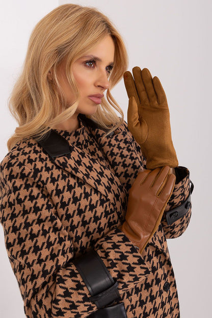 Elegant women's insulated gloves by AT with touchscreen capability and embroidered flower detail.