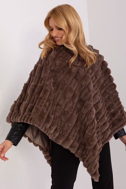 High-quality polyester poncho by AT, showcasing a round neckline and a stylish loose fit ideal for casual outings.