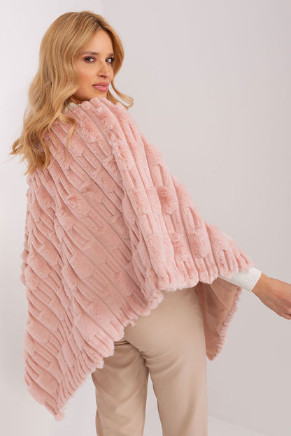 Luxurious casual poncho by AT, made from high-quality 100% polyester, showcasing a unique varied texture and versatile fit for everyday elegance.