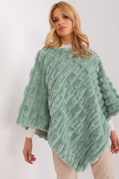 Chic poncho by AT, made from premium 100% polyester, featuring a tasteful design and varied texture for a fashionable touch to any outfit.