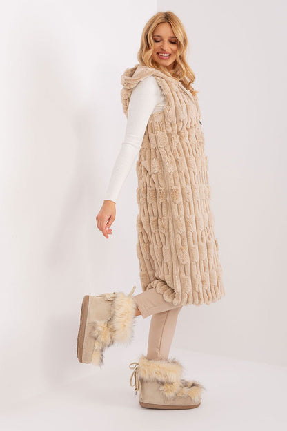 Insulated Women's Fur Vest with Zipper Closure by AT, perfect for adding sophistication to any winter outfit.