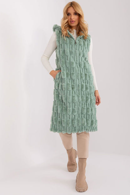 Sophisticated Women's Fur Vest with sophisticated insulation, designed by AT, offering a blend of comfort and elegance for winter wear.