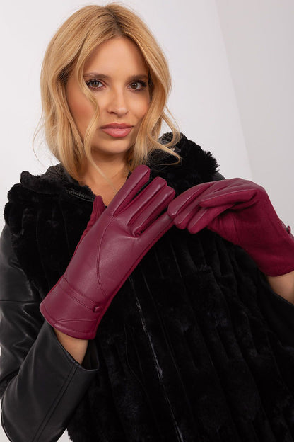 Stylish women's gloves designed by AT, crafted with a floral embellished touchscreen index finger for seamless smartphone interaction.