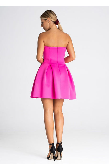 Elegant Figl cocktail dress featuring open shoulders and a flared pleated skirt, designed for special occasions, made from 100% high-quality polyester.