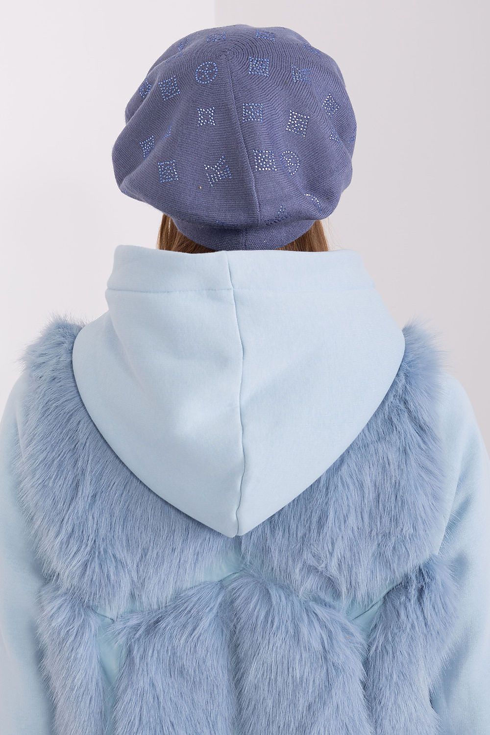 Sophisticated beret with luxury rhinestone accents by AT, made from a premium blend of acrylic, cotton, and cashmere.