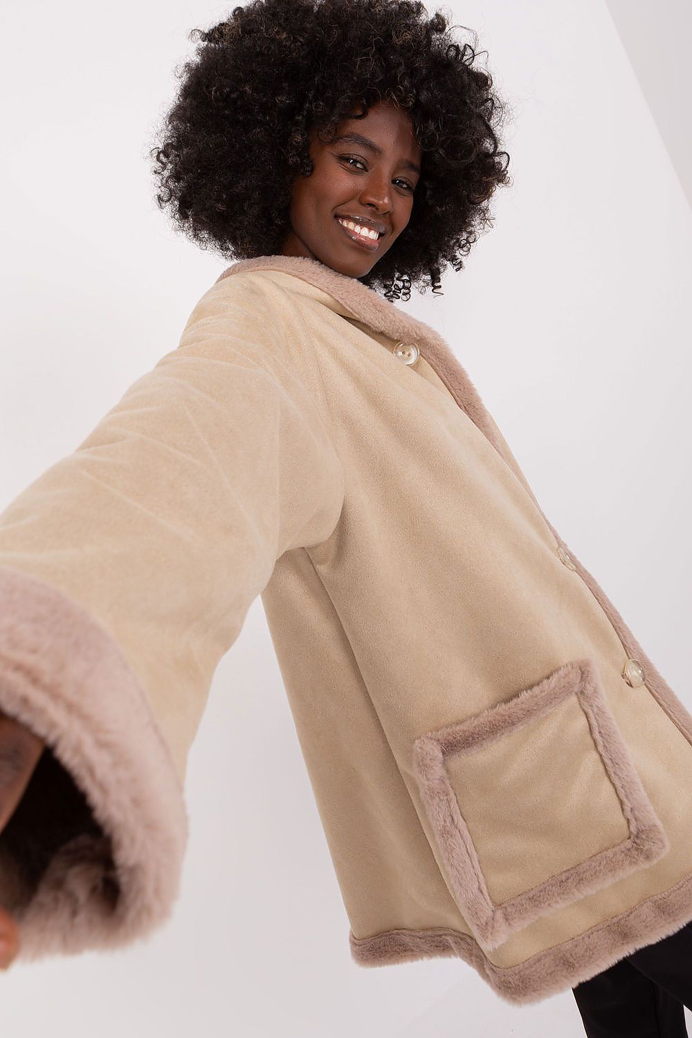 Luxurious Lakerta women's winter coat featuring a stylish hood and practical tie belt, perfect for chic winter fashion.