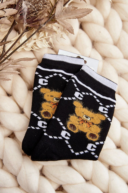 Step in Style's luxurious women's socks with teddy bear motif, designed for warmth and style on chilly days.