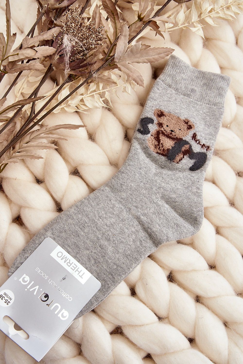 Luxurious warm women's cotton teddy bear socks by Step in Style, perfect for cold days.