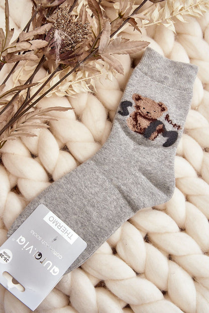 Luxurious warm women's cotton teddy bear socks by Step in Style, perfect for cold days.
