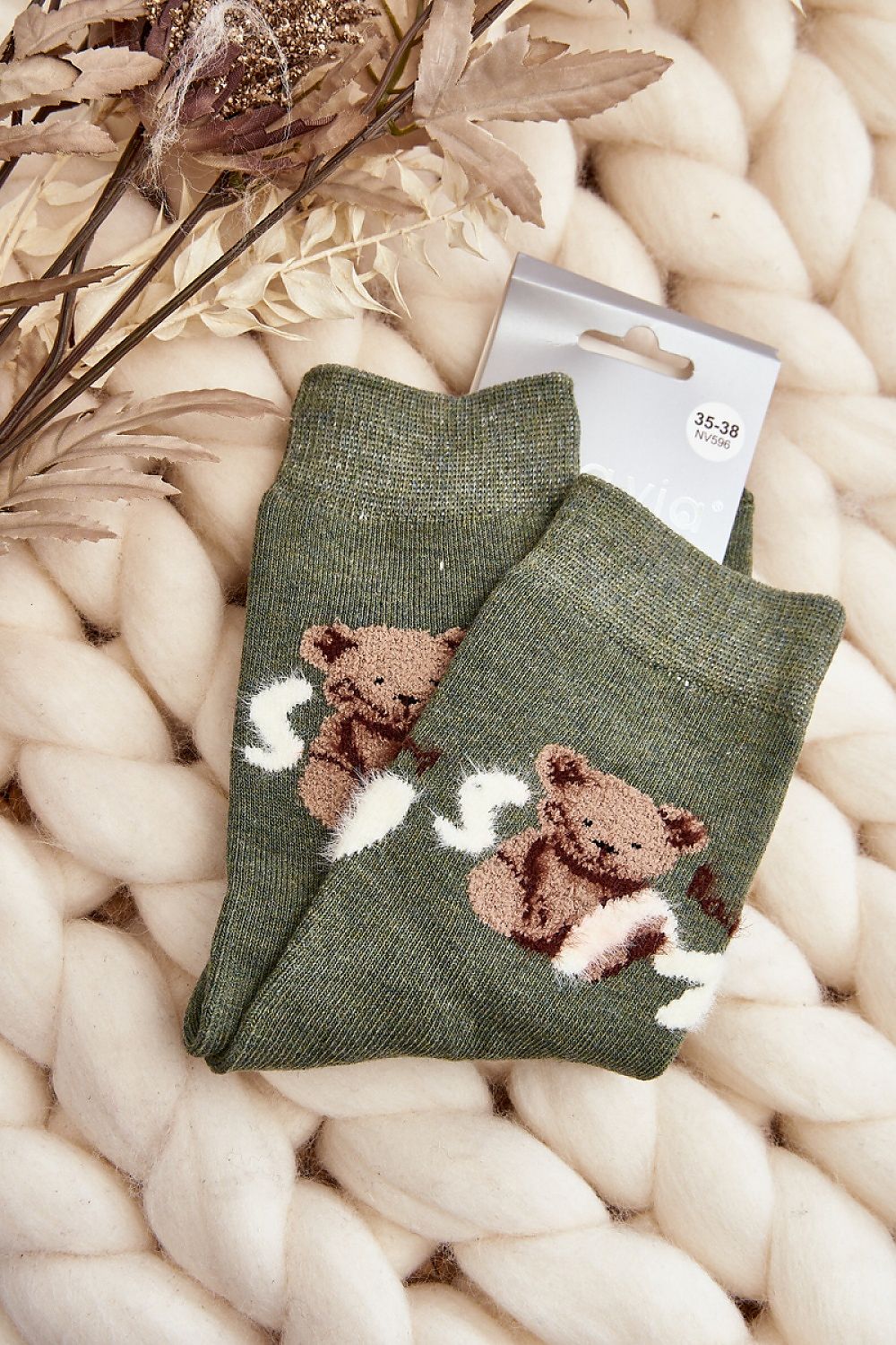 Elegant and stylish women's cotton teddy bear socks, crafted by Step in Style for ultimate comfort.