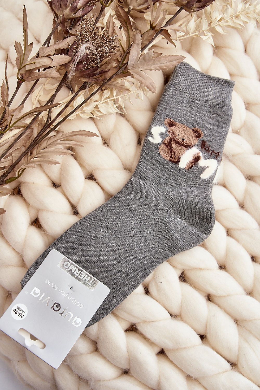 Chic women's cotton teddy bear socks for cold days, offered by Step in Style for luxurious comfort.