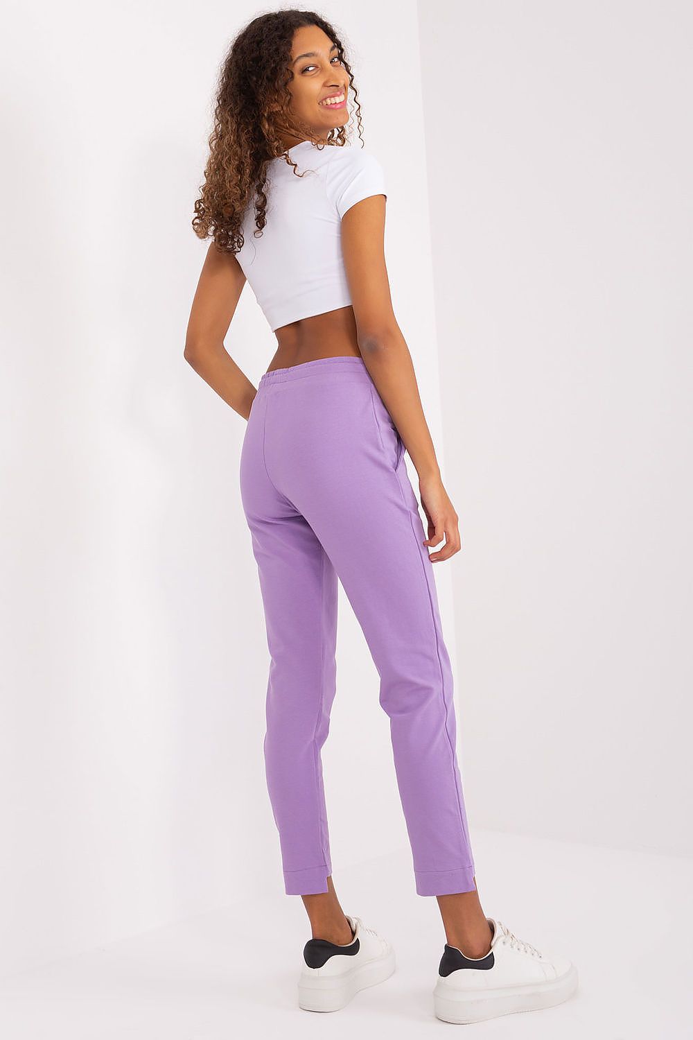 Fashion-forward cotton blend trousers with straight legs by Relevance, designed for modern women who value elegance and comfort.