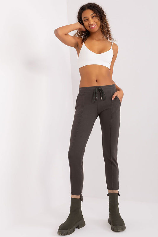 Luxury cotton-spandex tracksuit trousers for women by Relevance, featuring high waist and comfort fit for stylish everyday wear.