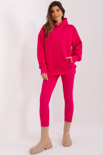 Relevance luxury women's 2-piece set showcasing cozy sweatshirt and high-rise leggings, ideal for both active days and relaxed evenings.