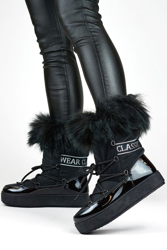 Elegant PRIMO Women's Insulated Snow Boots featuring faux fur and classic lace-up design, perfect for winter fashion.