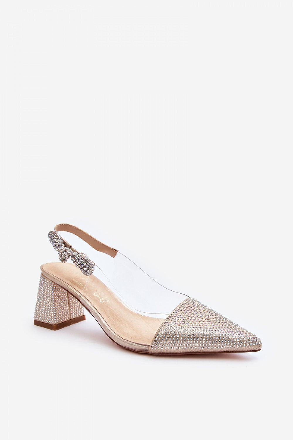 Stylish pointed toe design of Step In Style's block heel pumps, featuring a 6.5 cm heel and a cushioned natural leather footbed for ultimate comfort.