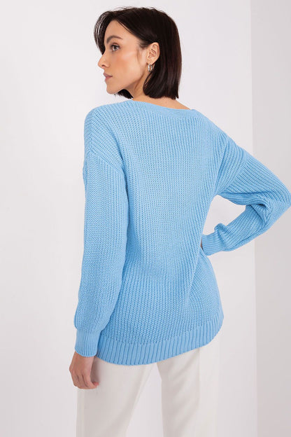 Stylish close-up of Badu's Women's V Neck Sweater, featuring intricate fabric texture that exemplifies elegance and sophistication in everyday wear.
