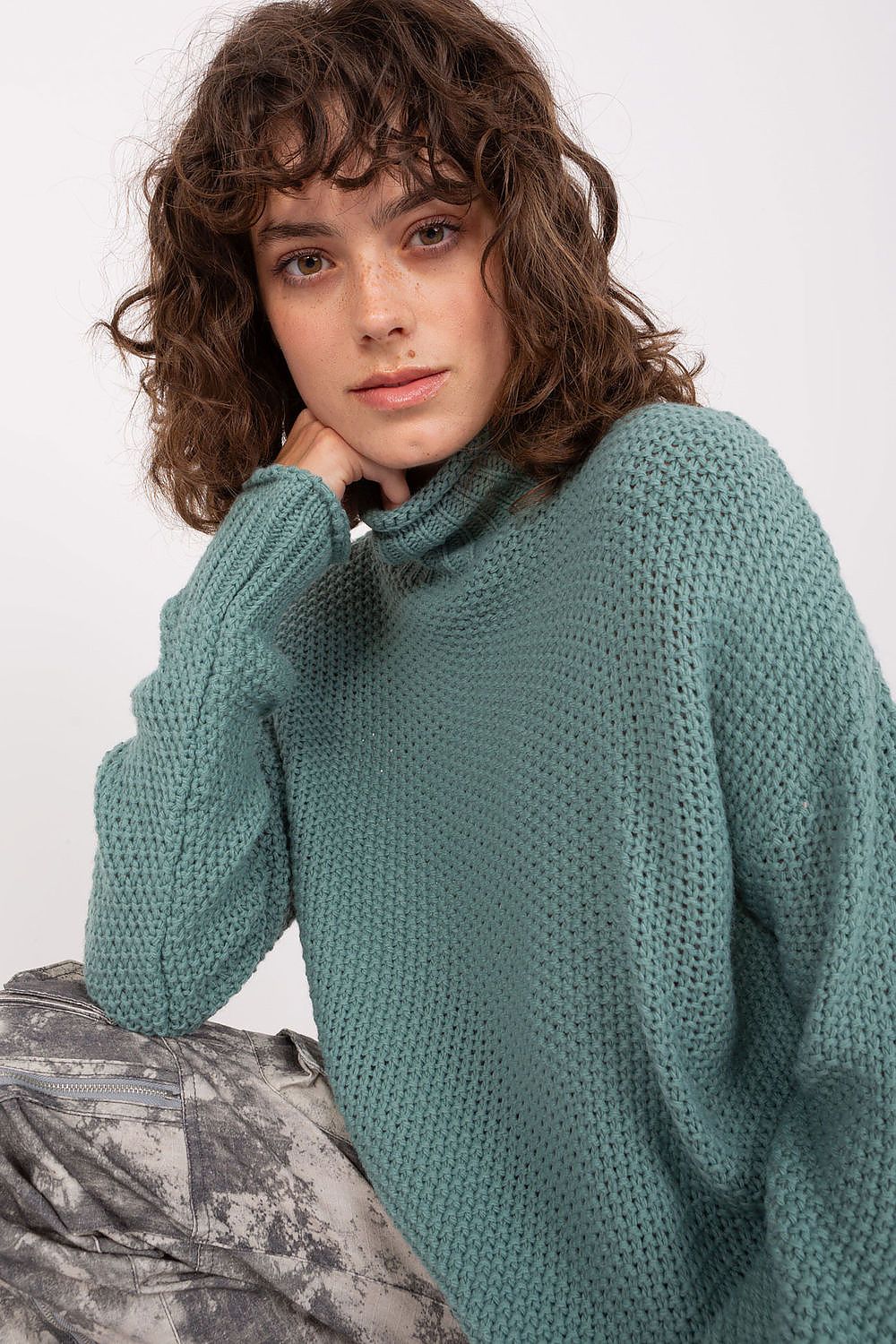 Elegant Women's Turtleneck Sweater in Classic Colours by Badu - Soft Acrylic and Wool Blend, showcasing timeless design and versatile elegance.