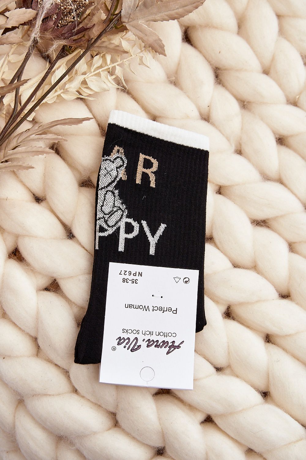 Luxury women's ankle socks by Step in Style featuring a charming teddy bear design, crafted from a warm cotton blend, perfect for gifts and colder days.