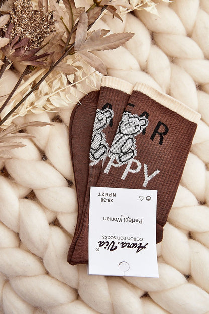 Step in Style's elegant ankle socks with teddy bear design, crafted in a soft cotton blend for ultimate comfort.