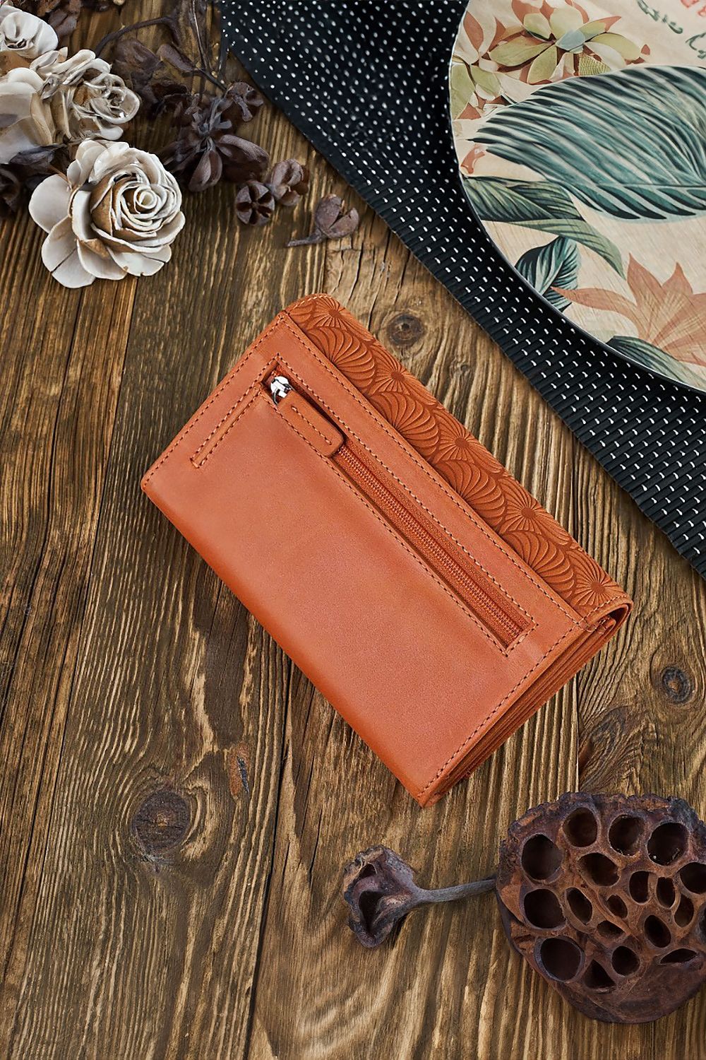 Luxury Galanter IN57 women's leather wallet showcasing elegant geometric embossing and RFID protection, perfect for stylish organisation.