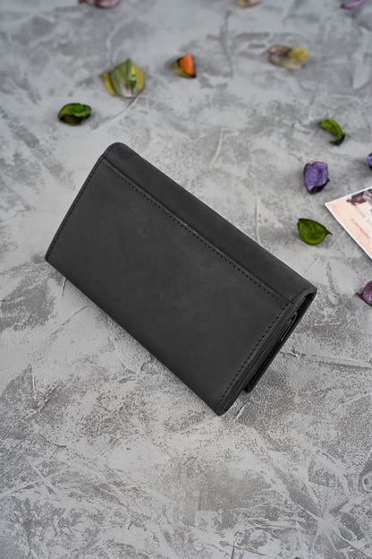 Interior view of Galanter women's floral wallet, highlighting the multiple compartments for bills, cards, and coins, designed for elegance and functionality.